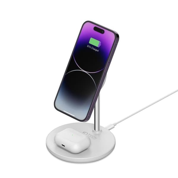 Tech-Protect 2-in-1 Trådlös Laddare Magsafe Magnetic 15W - Vit