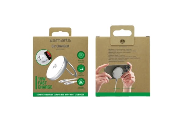 4smarts Qi2, inomhus, USB, 5 V, Trådlös laddning, 0,2 m, Silver