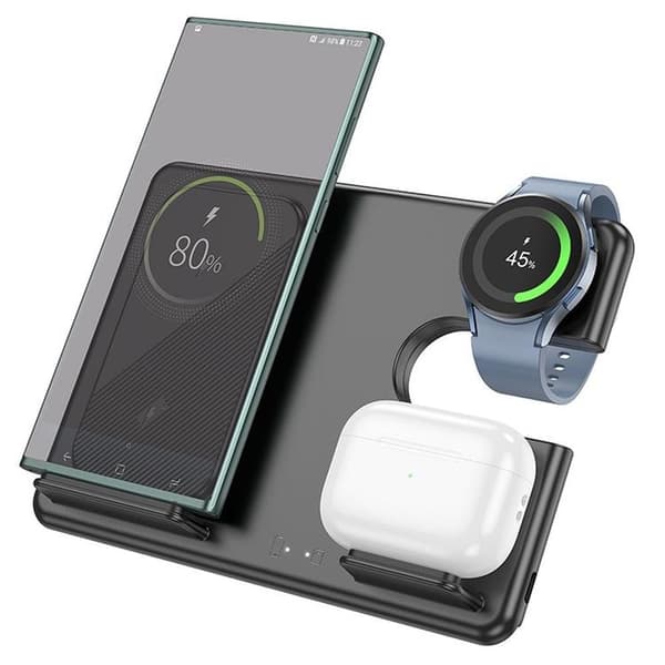 HOCO 3-in-1 Trådlös laddare Samsung - Galaxy Watch - Hörlurar - Svart