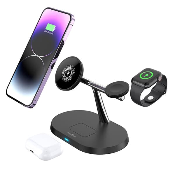 Maxlife 3-in-1 Trådlös Laddare Magsafe iPhone, Apple Watch, AirPods - Svart