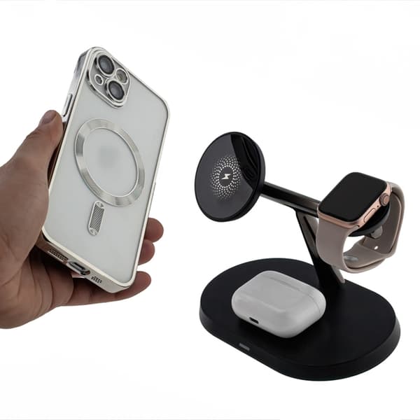 Maxlife 3-in-1 Trådlös Laddare Magsafe iPhone, Apple Watch, AirPods - Svart