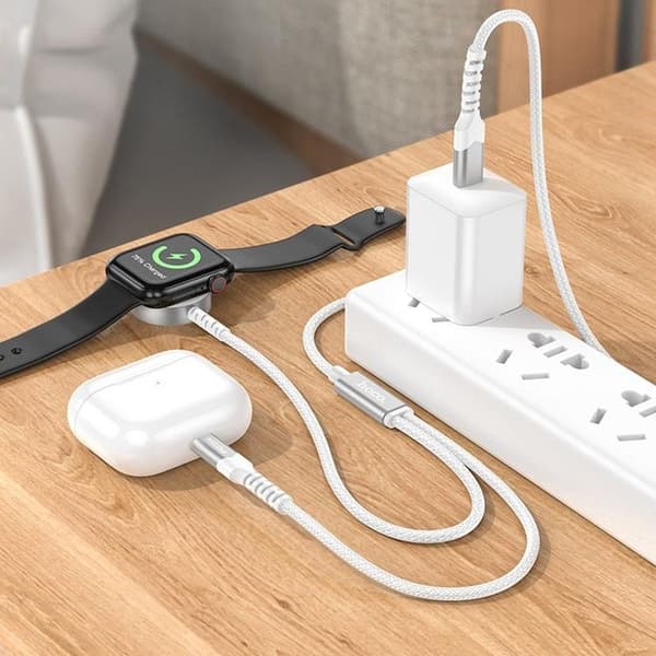 Hoco 2-in-1 Trådlös laddare Apple Watch - Vit