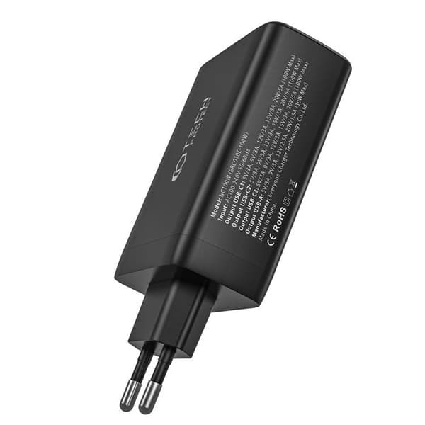 Tech-Protect 4-Port Väggladdare 3x USB-C/1x USB-A PD100W - Svart