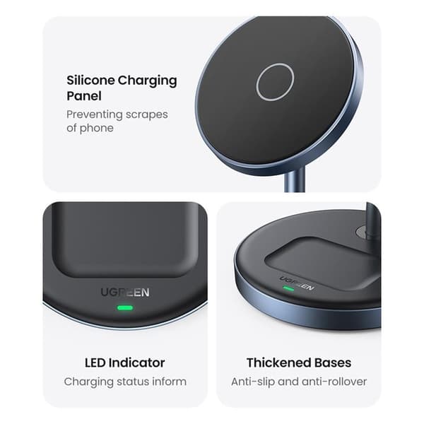 Ugreen 2-in-1 Trådlös Laddare Magsafe Qi - Svart