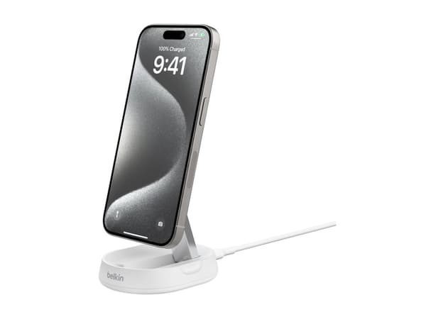 Belkin BoostCharge Pro - Langaton latausteline - magneettinen, vaihdettava, Qi2 - 15 Watt - 3 A - Pikalataus - valkoinen