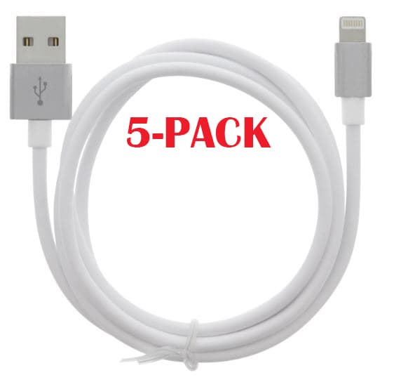 5-PACK Kabel USB-A - Lightning 2.4A, 1m, Vit
