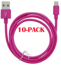 Miniatyrbild 1 av 2: 10-PACK Kabel USB-A - Lightning 2.4A, 1m, Rosa