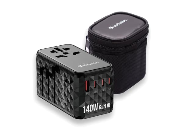 Verbatim UTA-10 - Strømadapter - GaN III, universal - 140 watt - 10 A - Power Delivery 3.1, PD/PPS, QC 3.0, QC 4.0+, Apple Fast Charge, USB BC 1.2, F