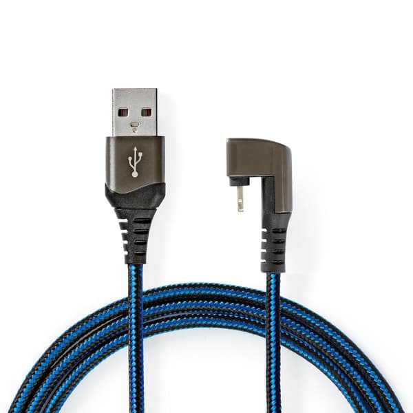 Nedis USB kaapeli | USB 2.0 | Apple Lightning 8-Pin | USB-A Uros | 12 W | 480 Mbps | Niklattu | 1.00 m | Pyöreä | Nailon / Punottu | Musta / Sininen |