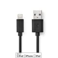 Miniatyrbillede 2 af 5: Nedis Lightning Kabel | USB 2.0 | Apple Lightning 8-pin | USB-A Han | 480 Mbps | Nikkelplateret | 1.00 m | Runde | PVC | Sort | Label