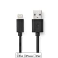 Miniatyrbillede 1 af 5: Nedis Lightning Kabel | USB 2.0 | Apple Lightning 8-pin | USB-A Han | 480 Mbps | Nikkelplateret | 1.00 m | Runde | PVC | Sort | Label