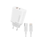 Miniatyrbilde 2 av 4: Dudao A6XSEUL Adapter 22,5Watt 1xUSB-C + 1xUSB-A (1m USB-C til Lightning-kabel inkludert)