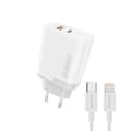Miniatyrbilde 1 av 4: Dudao A6XSEUL Adapter 22,5Watt 1xUSB-C + 1xUSB-A (1m USB-C til Lightning-kabel inkludert)