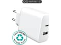Miniatyrbilde 4 av 4: eSTUFF INFINITE - Strømadapter - 100% recycled plastic, EU plug - 32 watt - 3 A - Apple Fast Charge, PD 3.0, QC 3.0 - 2 utgangskontakter (USB-type A,