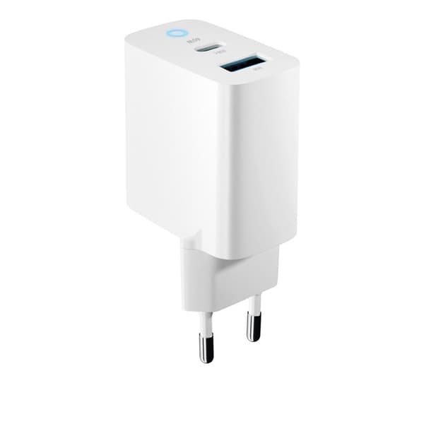 Forever GaN Väggladdare 1x USB-C 1x USB 65W TC-06-65AC - Vit