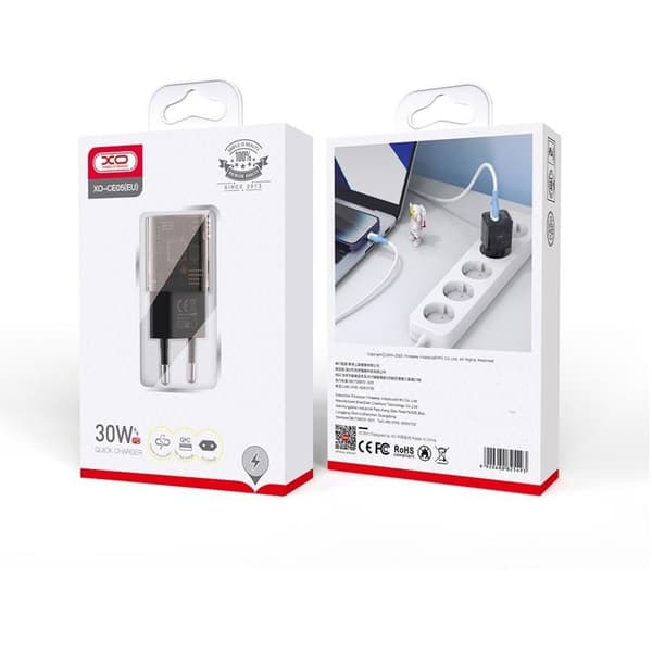 XO Väggladdare 30W 1x USB 1x USB-C QC 3.0 18W CE05 - Brun