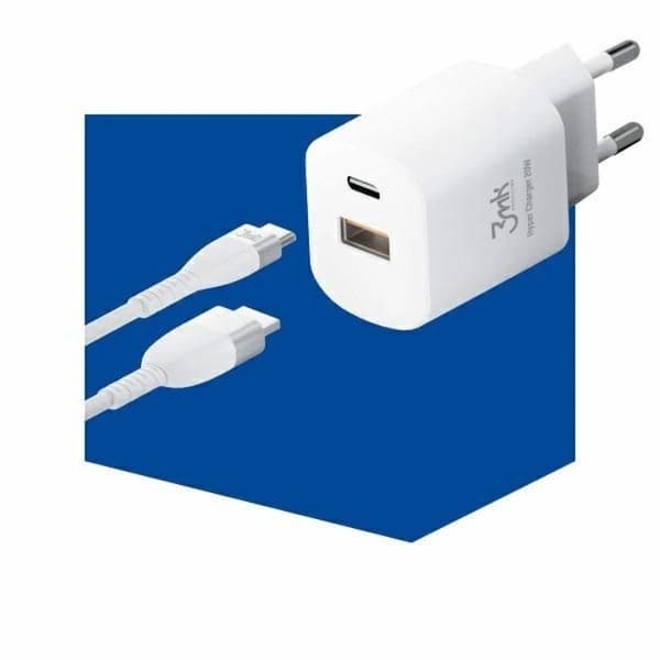 3mk HyperCharger Väggladdare 1xUSB-C , 1xUSB-A - Vit