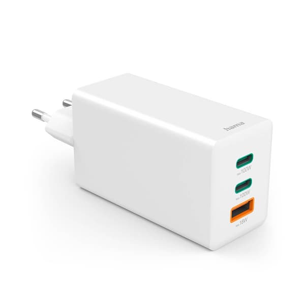 Hama Oplader 2x USB-C 1x USB-A GaN 100W Vit