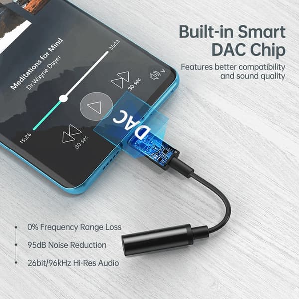 Choetech USB-C till Ljudadapter DC 3.5 mm - Svart