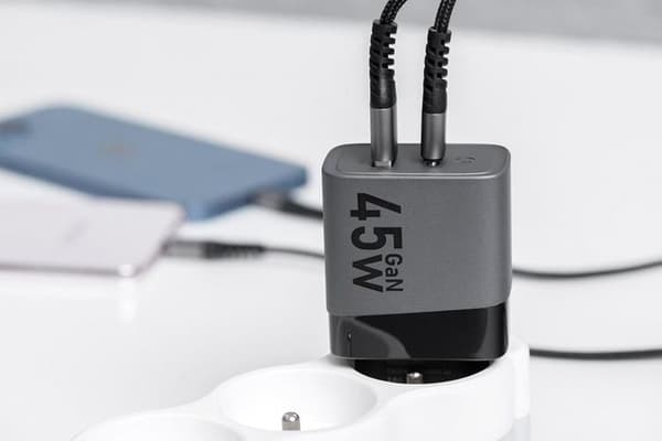 Forcell F-Energy Väggladdare GaN 45W 1xUSB-C 1xUSB-A 4A PD QC 4.0