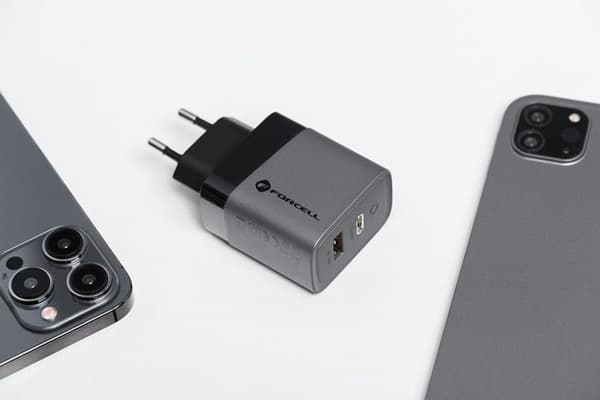 Forcell F-Energy Väggladdare GaN 45W 1xUSB-C 1xUSB-A 4A PD QC 4.0