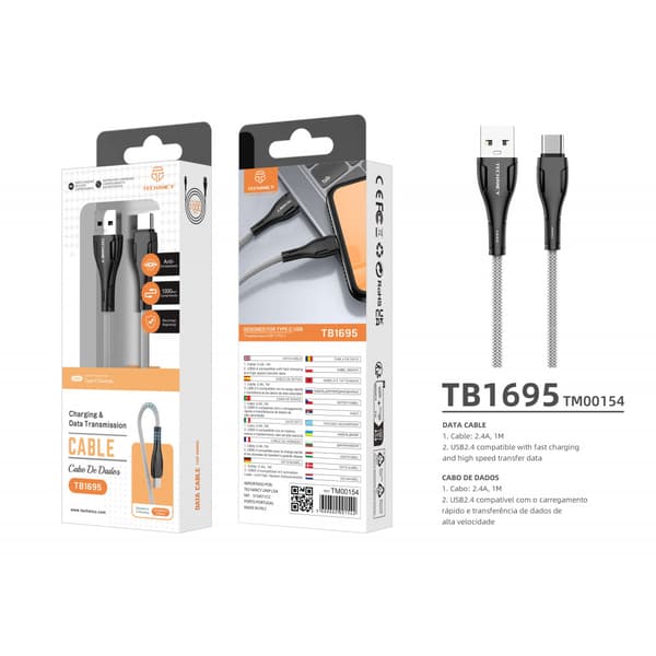 USB-C Typ C 1M 2.4A Snabbladdare