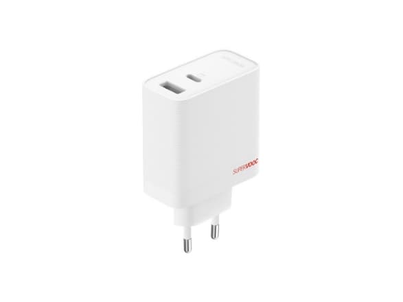 OnePlus SUPERVOOC - Strömadapter - GaN - 80 Watt - 7.3 A - SuperVOOC, PD/PPS, QC - 2 utdatakontakter (USB, 24 pin USB-C) - vit