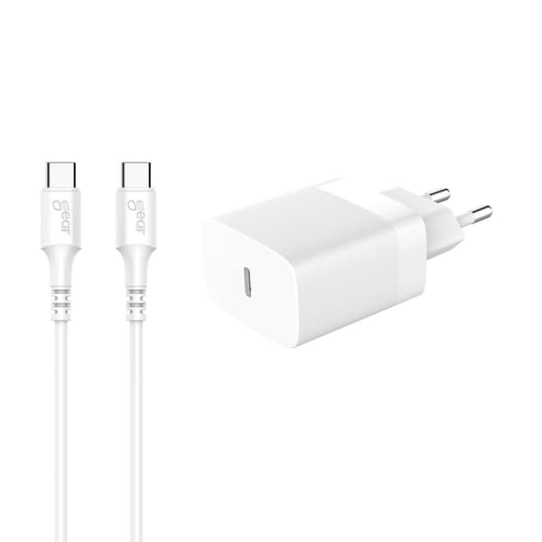 Gear Lader 220V 1xUSB-C Hvit PD/PPS 30W + Kabel USB-C til USB-C