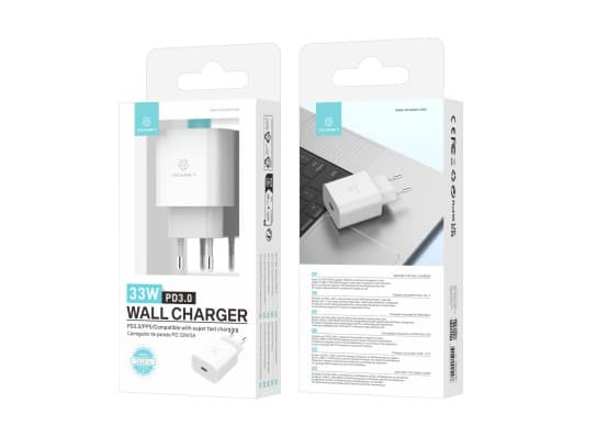 Techancy 33W USB-C Laddare - Snabbladdning i Elegant Vit Design