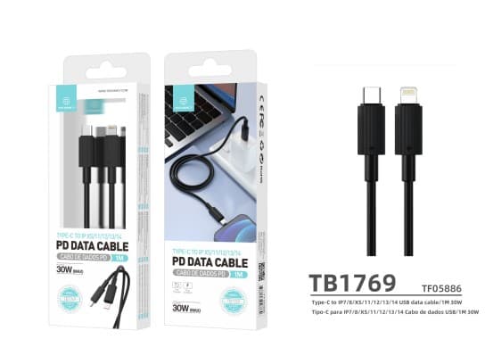 1M USB-C till Lightning Kabel - Snabbladdning 30W