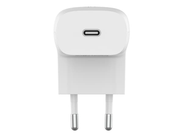 Belkin BoostCharge - Strømadapter - 20 watt - 3 A - Power Delivery 3.1, Fast Charge (24 pin USB-C) - på kabel: USB-C - MFI-sertifisert - hvit - med U