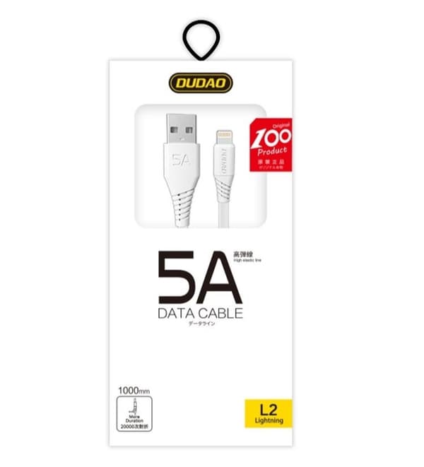 Dudao L2L USB-A till Lightning-kabel 2m vit