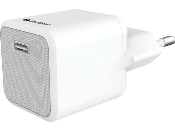 Sandberg - Strømadapter - 2-i-1 - 20 watt - 3 A - PD (24 pin USB-C) - på kabel: USB-C - hvit - Europa - med USB-C til USB-C kabel