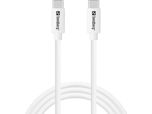 Sandberg - Strømadapter - 2-i-1 - 20 watt - 3 A - PD (24 pin USB-C) - på kabel: USB-C - hvit - Europa - med USB-C til USB-C kabel