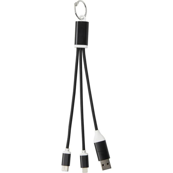 4 in 1 Recycled Aluminium Keyring Charging Cable