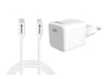 Miniatyrbilde 1 av 3: Sandberg - Strømadapter - 2-i-1 - 20 watt - 3 A - PD (24 pin USB-C) - på kabel: Lightning - hvit - Europa - med USB-C to Lightning cable (1m)