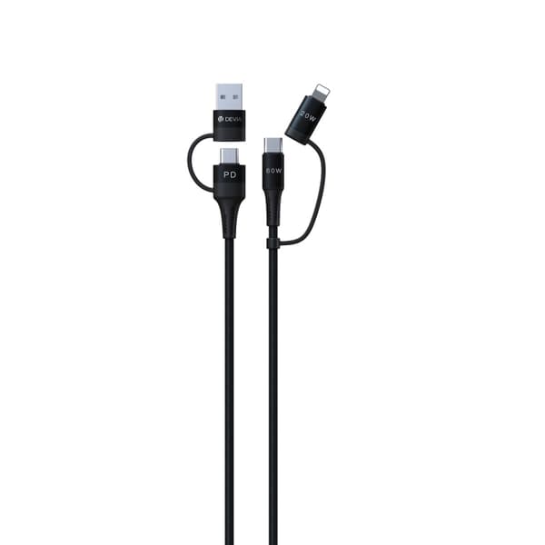 Devia kabel 4in1 Extreme EC504 PD USB-C + USB - USB-C + Lightning 1,5 m svart