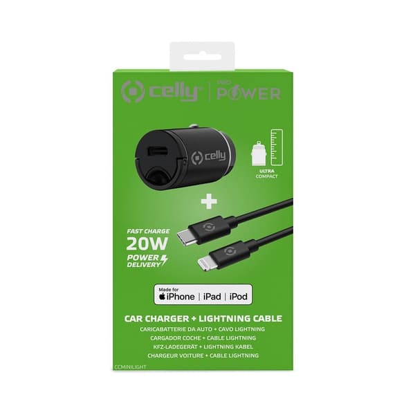 Celly Autolaturi Lightning-kaapelilla CCMINILIGHT 20W Valkoinen