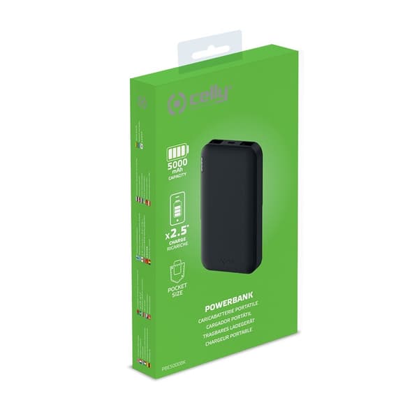 Celly Powerbank ENERGY 5 000 mAh Svart