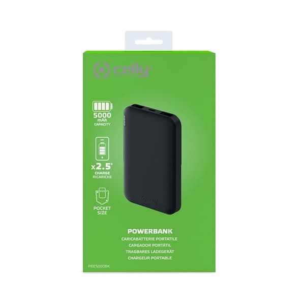 Celly Powerbank ENERGY 5 000 mAh Svart