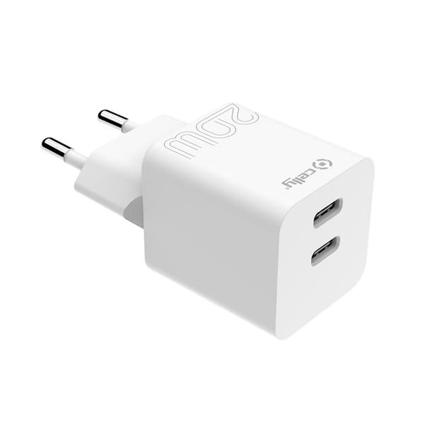 Celly Laturi 2xUSB-C 20W Valkoinen