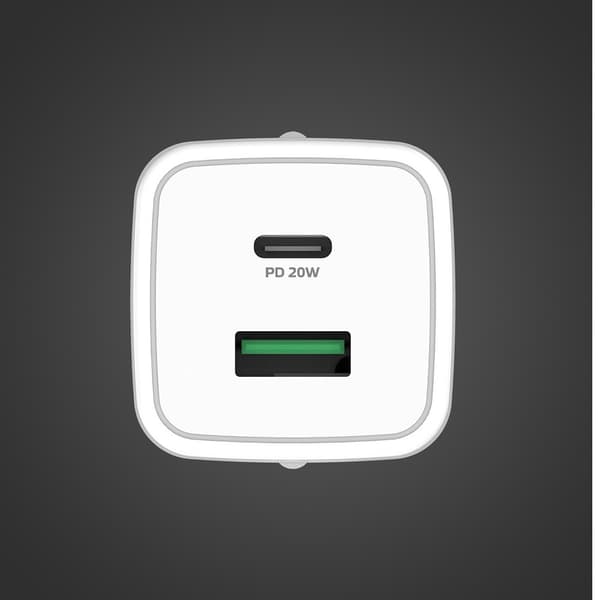 Celly Laturi USB-A/USB-C 20W Valkoinen