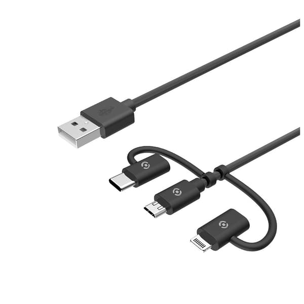 Celly Kaapeli 3in1 Micro-USB/USB-C/Lightning 1m Musta