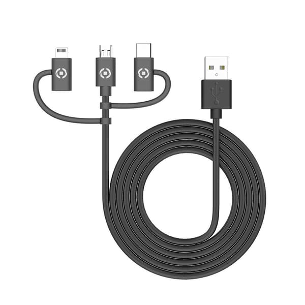 Celly Kaapeli 3in1 Micro-USB/USB-C/Lightning 1m Musta