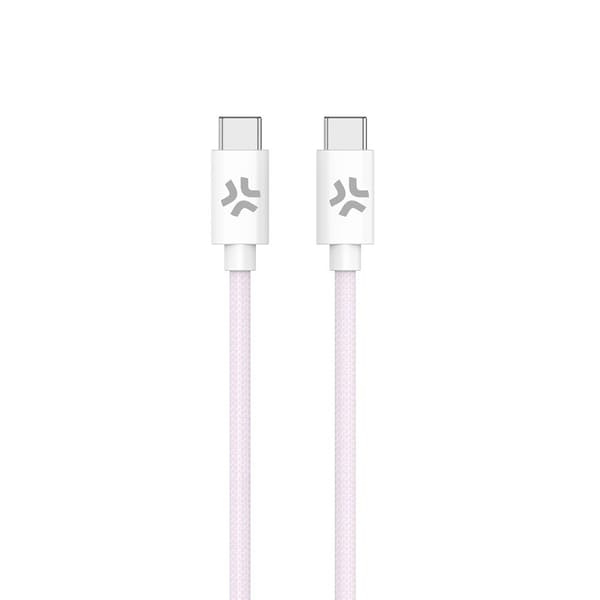 Celly Kaapeli Cotton Braided USB-C/USB-C 1.5m Vaaleanpunainen