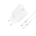 Miniatyrbillede 1 af 2: XO väggladdare CE15 PD 20W 1x USB-C vit + USB-C - Lightning-kabel