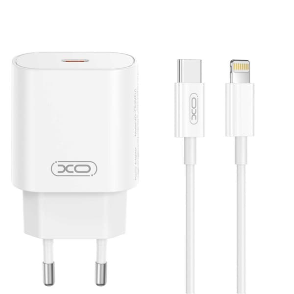 Xo vegglader CE25 PD 25W 1x USB-C hvit + kabel USB-C - Lightning