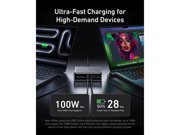 Anker Prime - Strömadapter - GaN - 200 Watt - 5 A - 6 utdatakontakter (4 x USB-C, 2 x USB)