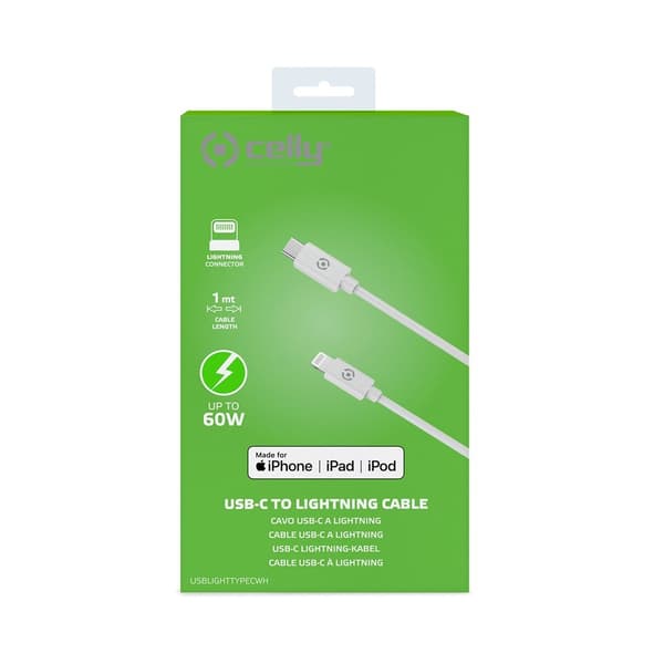Celly Kabel USB-C/Lightning 1M Hvid