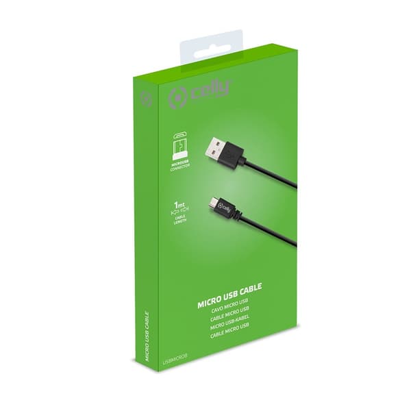 Celly Kaapeli USB-A/Micro-USB 1M Musta